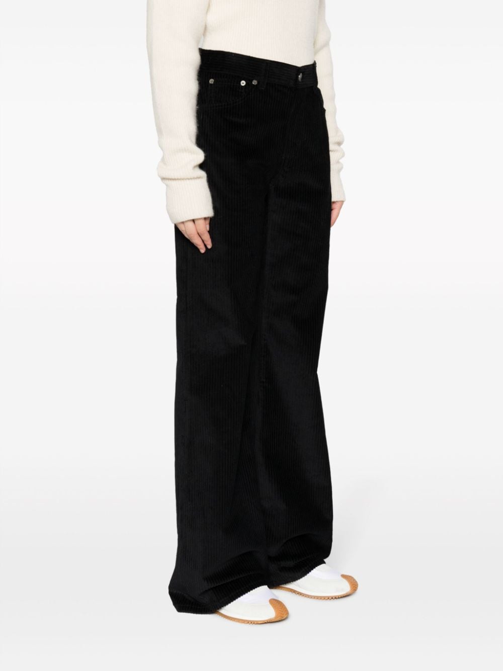 Shop Dondup High-waist Corduroy Flared Trousers In Black