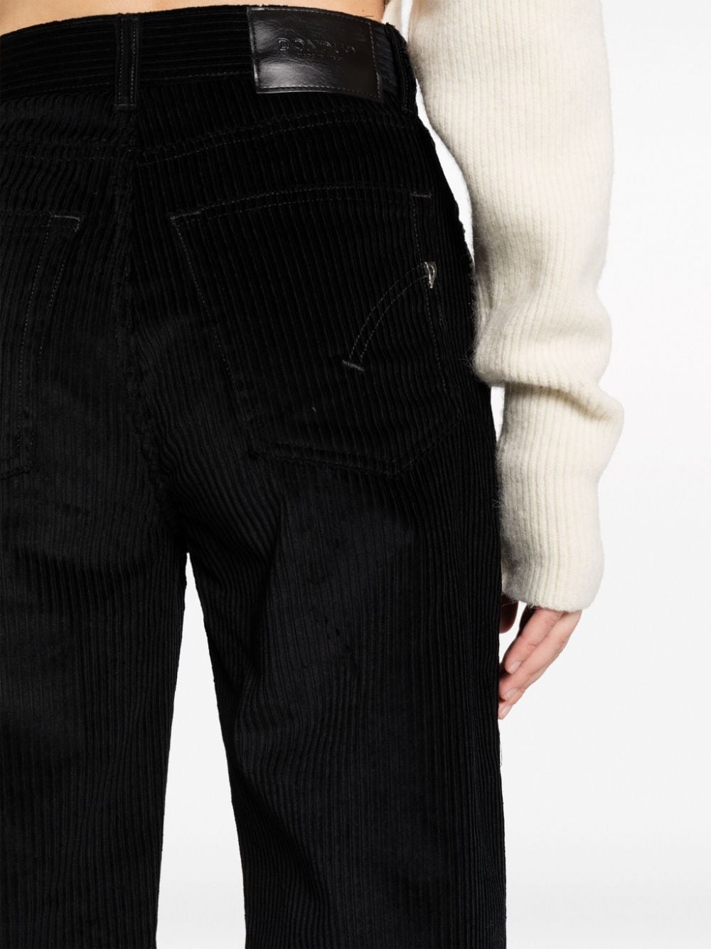 Shop Dondup High-waist Corduroy Flared Trousers In Black