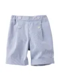 familiar decorative-button detail striped shorts - Blue