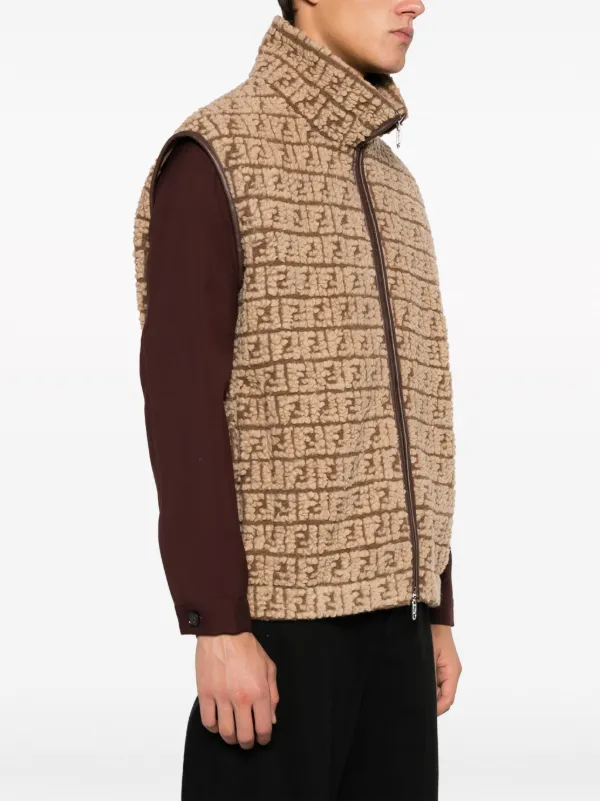 FENDI FF monogram Fleece Gilet Brown FARFETCH IE