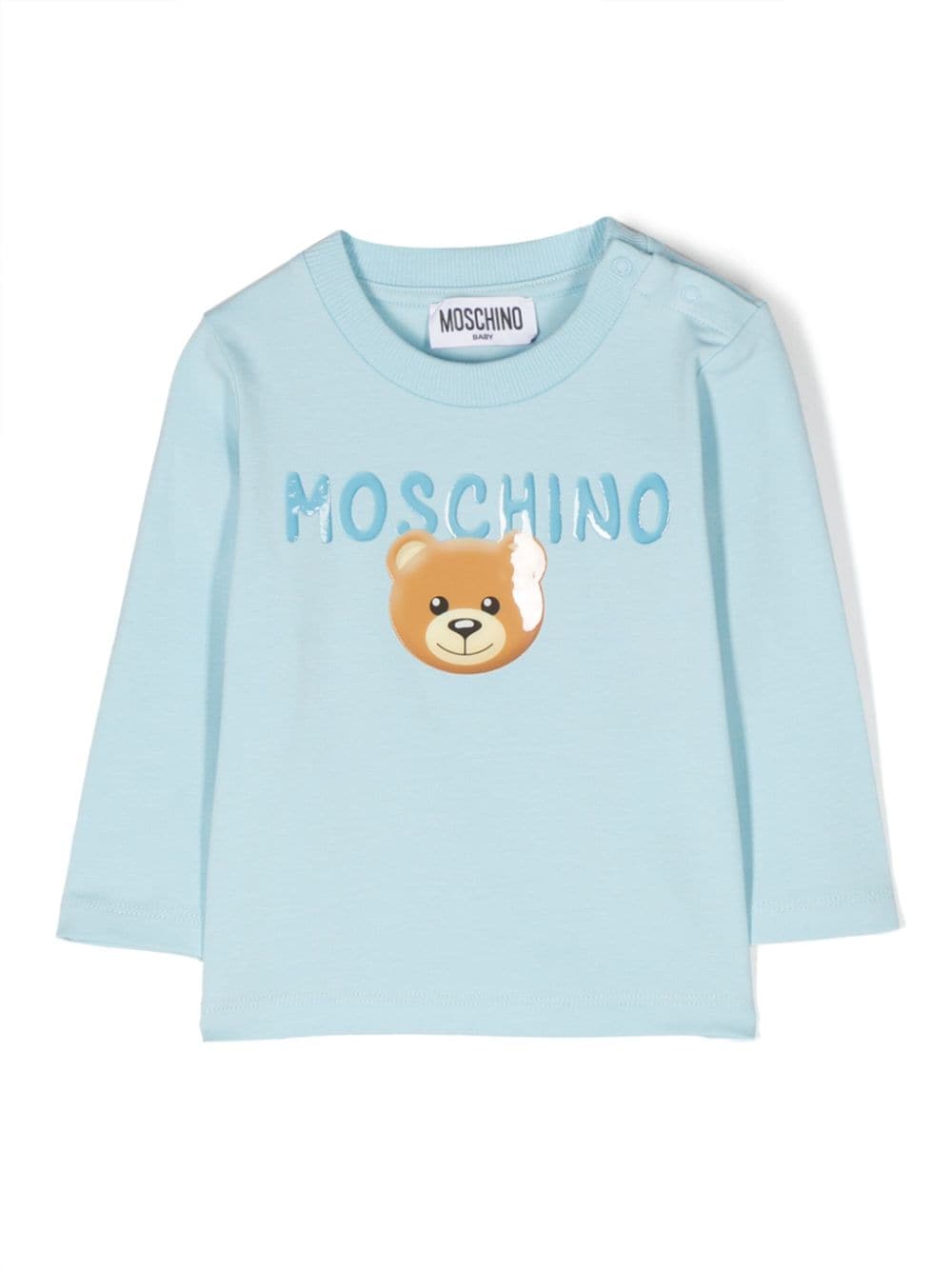 Moschino Babies' Logo-print Cotton Sweatshirt In Blau