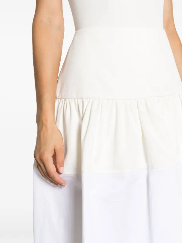 Jil Sander Flared Cotton Poplin Midi Skirt | White | FARFETCH JO