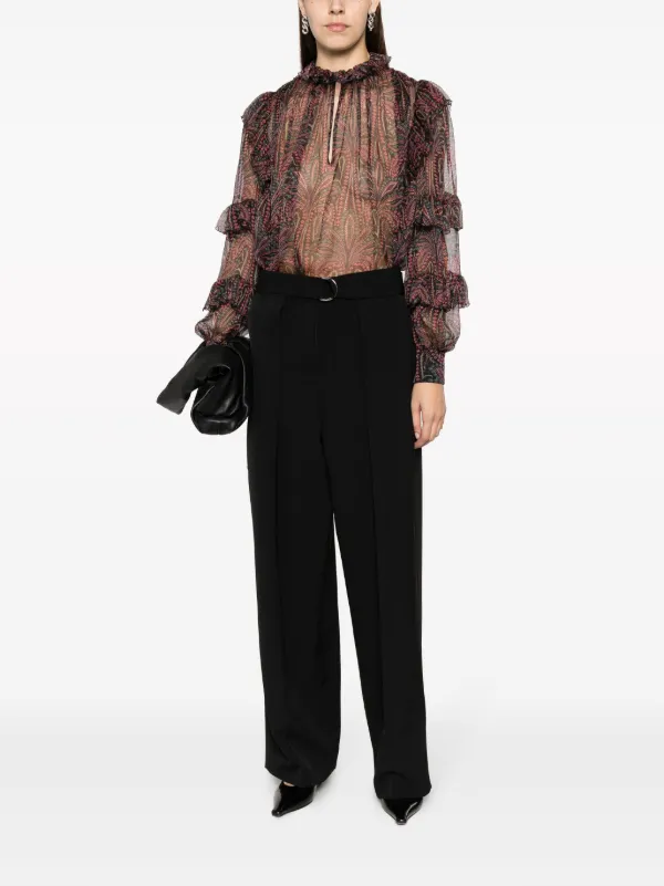 ETRO ペイズリー ラッフル シルクブラウス | ブルー | FARFETCH JP