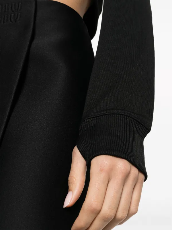 Courrèges logo-patch Cropped Zipped Hoodie | Black | FARFETCH