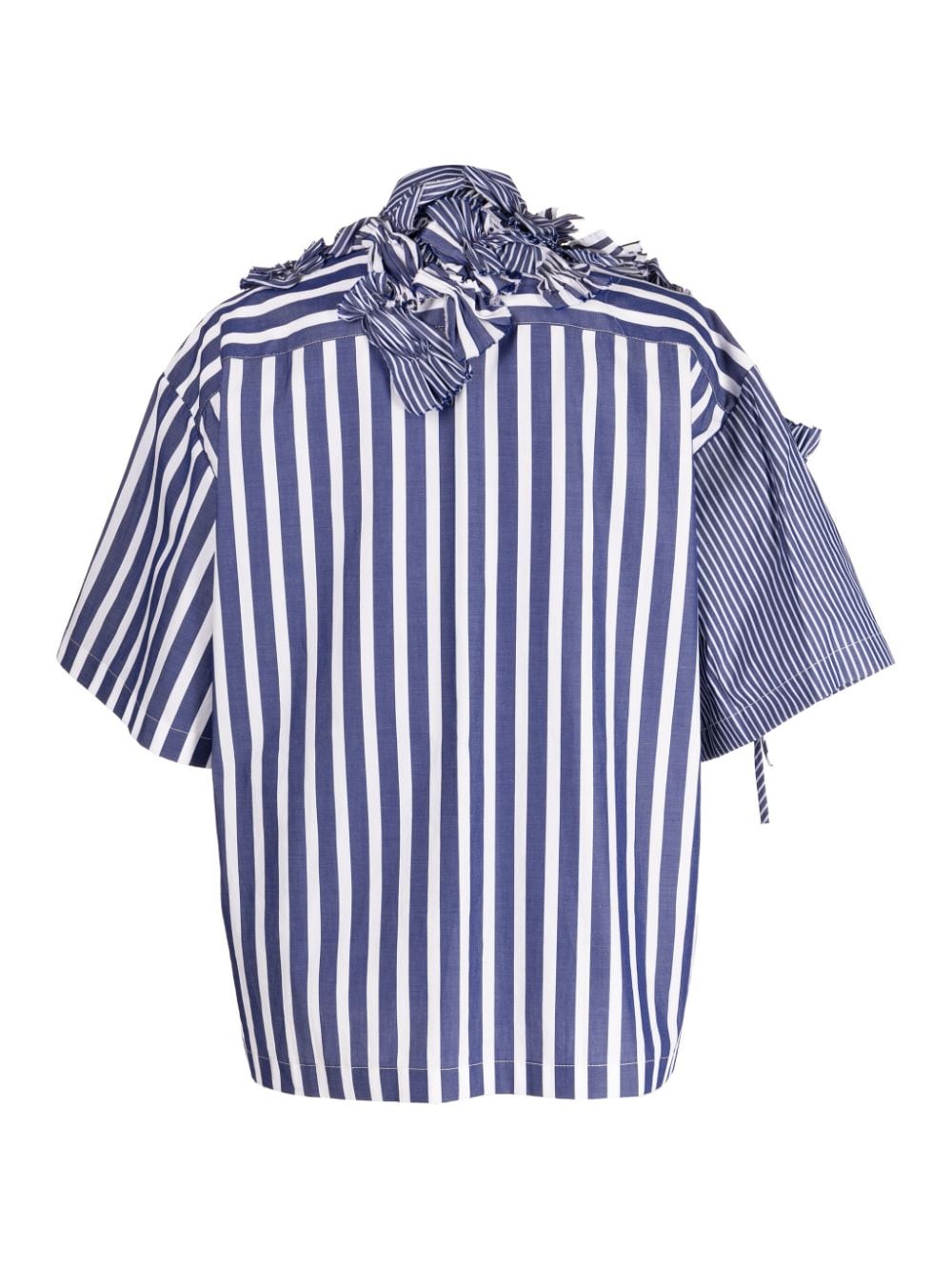 Shop Biyan Gathered-detail Striped Cotton Shirt In Black