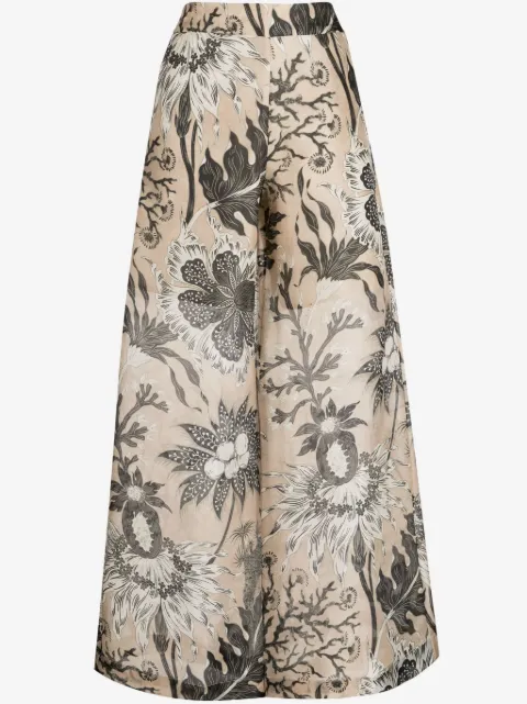 Biyan floral-print high-waist palazzo trousers