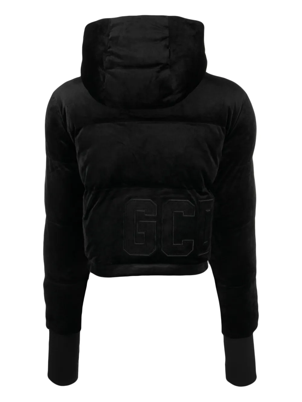 Gcds hooded velvet padded jacket - Zwart