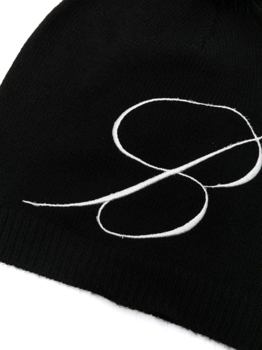 Shop Miss Blumarine Logo-embroidery Pompom Beanie In Black