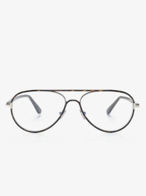 TOM FORD Eyewear lunettes de soleil pilote à effet écailles de tortue