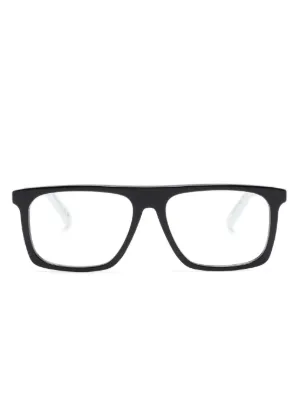 Moncler Eyewear スクエアメガネフレーム | ブラック | FARFETCH JP