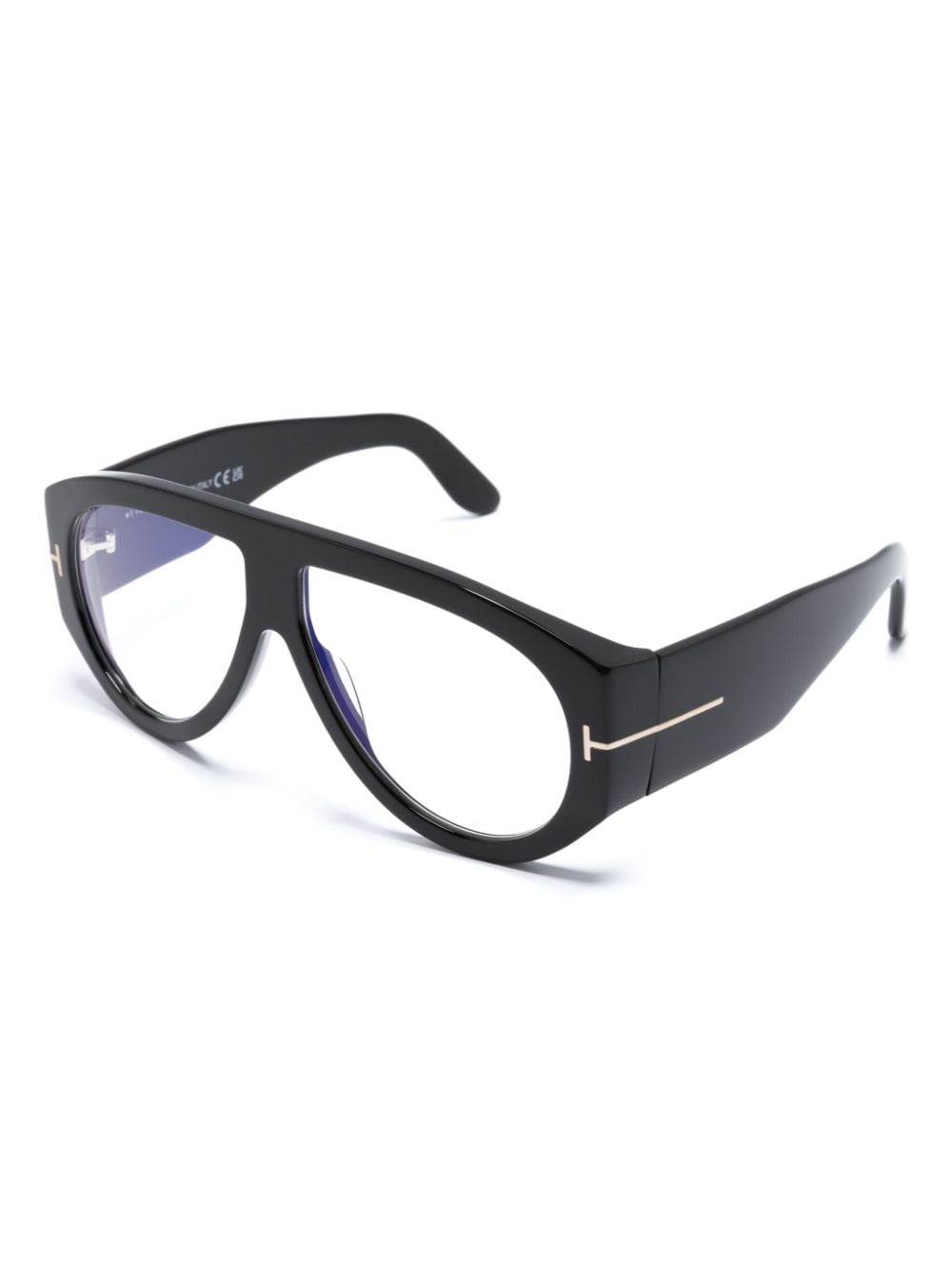 Shop Tom Ford Pilot Clear-lenses Glasses In Black