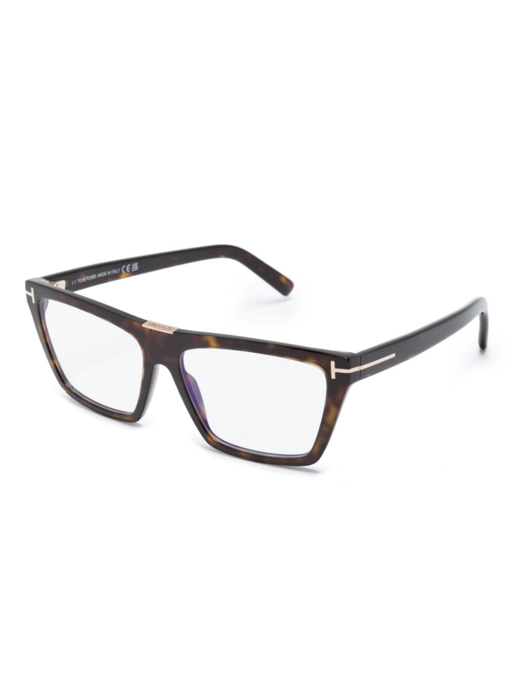 Shop Tom Ford Ft5912b Tortoiseshell Rectangle-frame Glasses In Brown