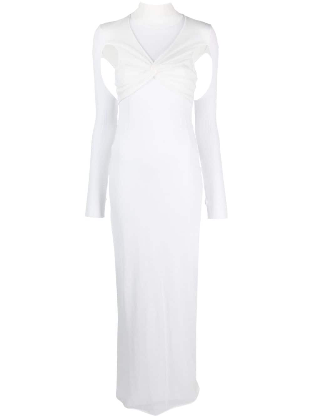 ANDREĀDAMO semi-sheer cut-out maxi dress - Bianco