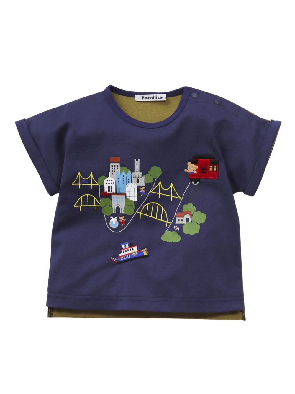 Familiar Babies' Embroidered-design Cotton T-shirt In Blue
