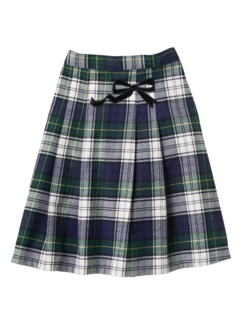 Familiar plaid-check pleated midi skirt