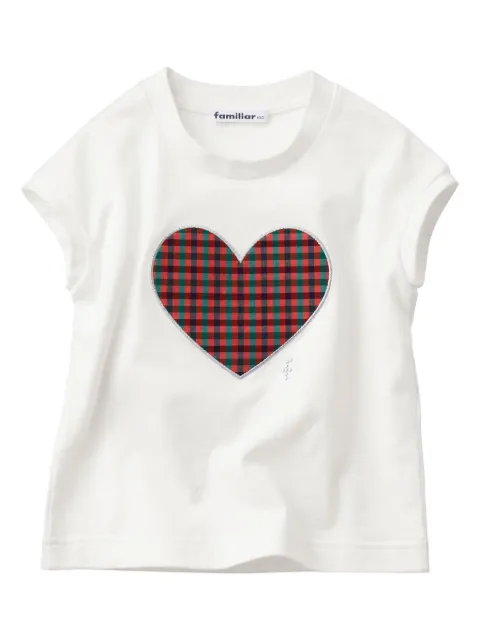 familiar playera con motivo de corazones gingham