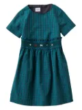 familiar check-pattern short-sleeve dress - Blue