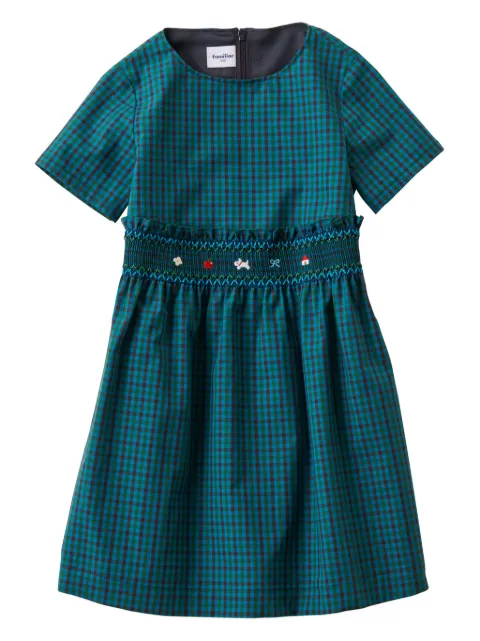familiar check-pattern short-sleeve dress