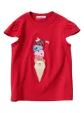 familiar ice-cream appliqué cotton T-shirt - Red