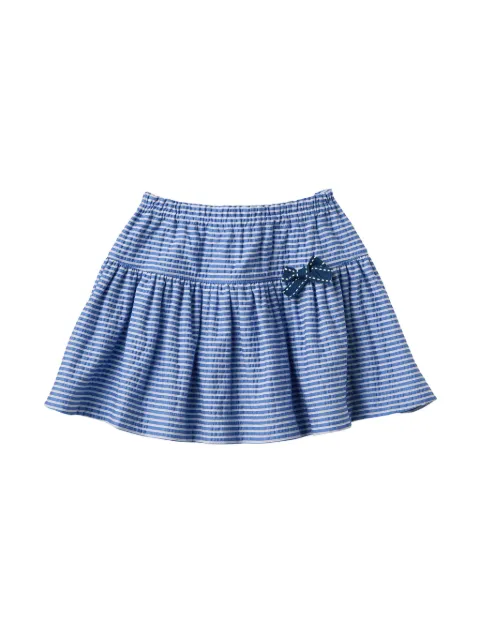 Familiar bow-detail striped pleated skirt