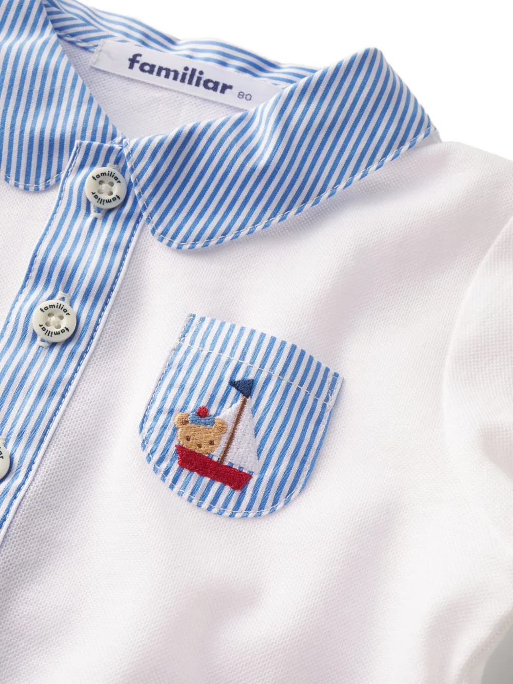 familiar Poloshirt met streepdetail Wit