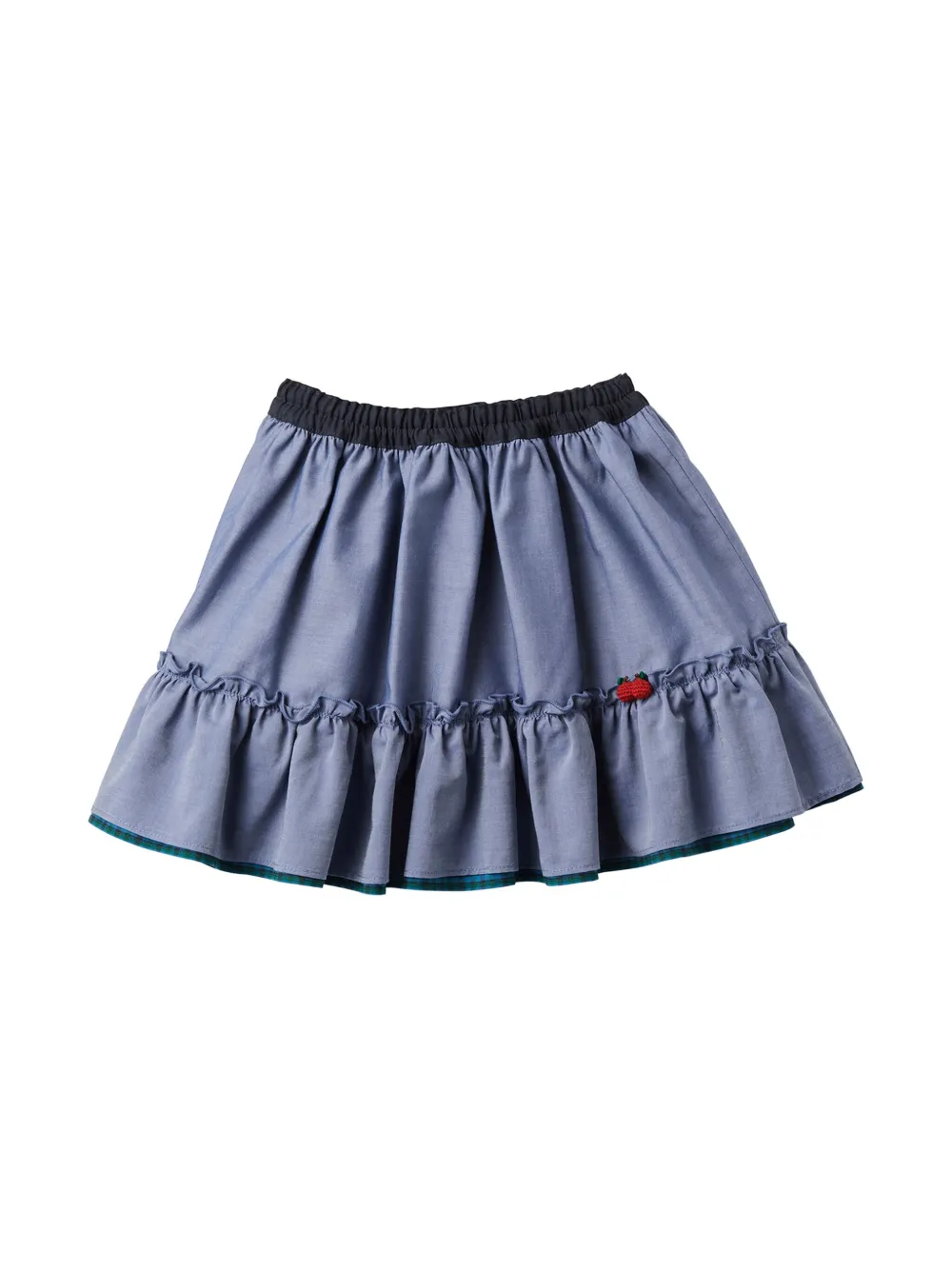 Shop Familiar Reversible Cotton Skirt In Blue