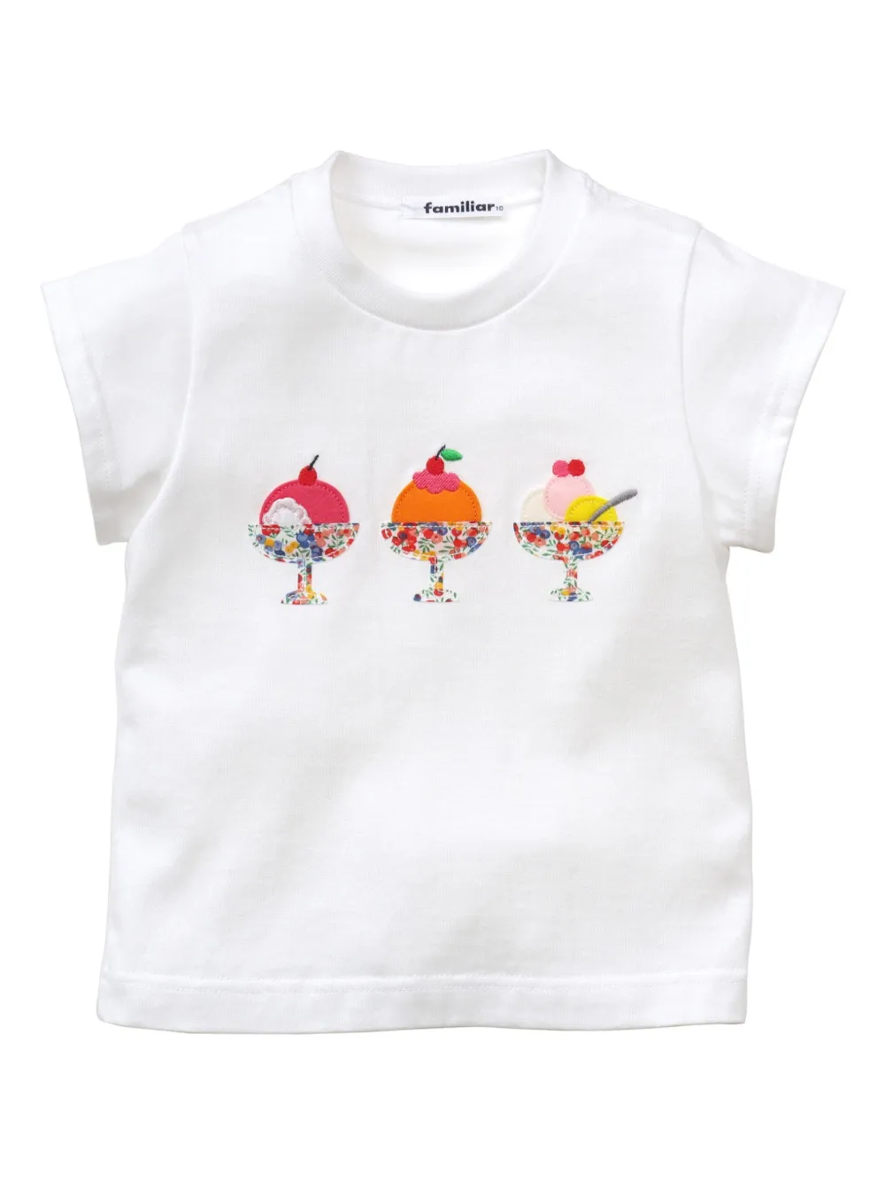 Familiar Kids' Motif-embroidered Cotton T-shirt In White