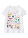 familiar cartoon-print cotton T-shirt - White