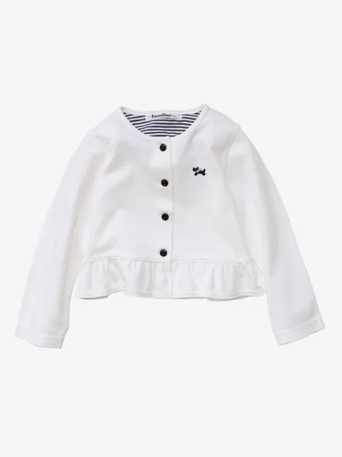 familiar ruffle-trim buttoned cardigan