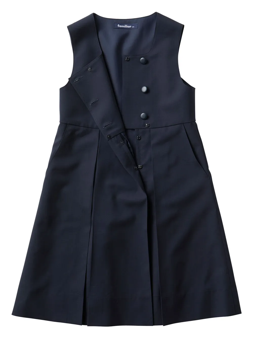 familiar Wollen midi-jurk met dubbele rij knopen Blauw