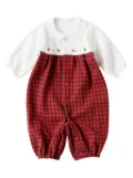 familiar gingham-check cotton romper - Red