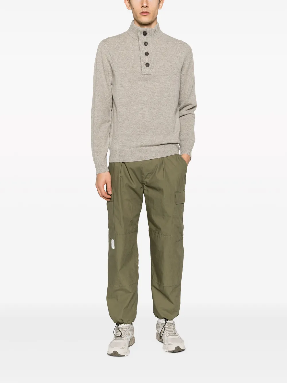 Barbour button-placket wool jumper - Grijs