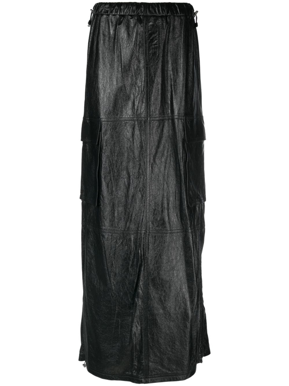 ANDREĀDAMO Wet drawstring-waistband Leather Maxi Skirt - Farfetch