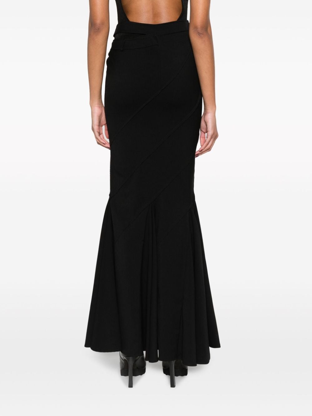 Shop Andreädamo Cut-out Flannel Maxi Skirt In Black