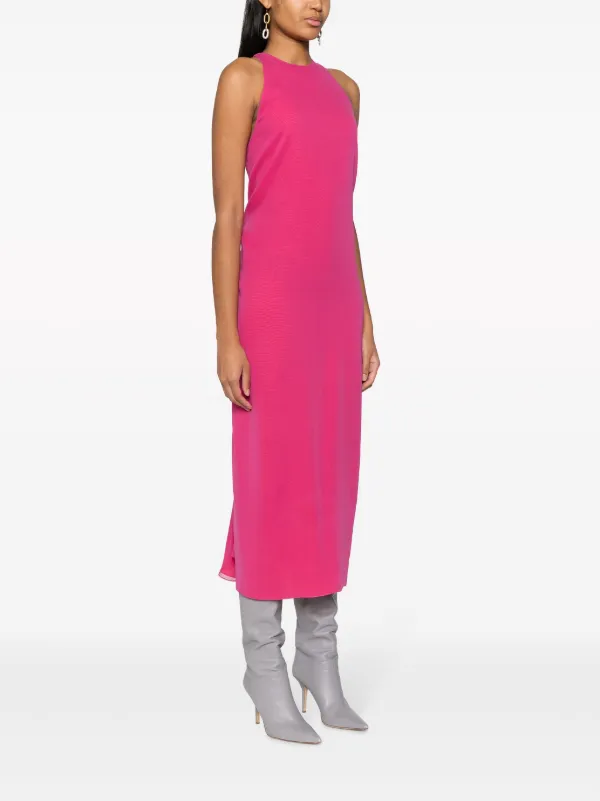 FENDI drape-detailing Silk Midi Dress | Pink | FARFETCH JO