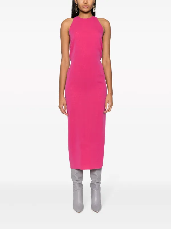 FENDI drape-detailing Silk Midi Dress | Pink | FARFETCH JO