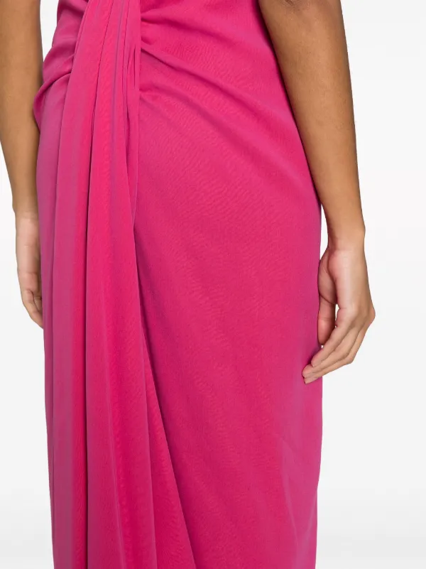 FENDI drape-detailing Silk Midi Dress | Pink | FARFETCH JO