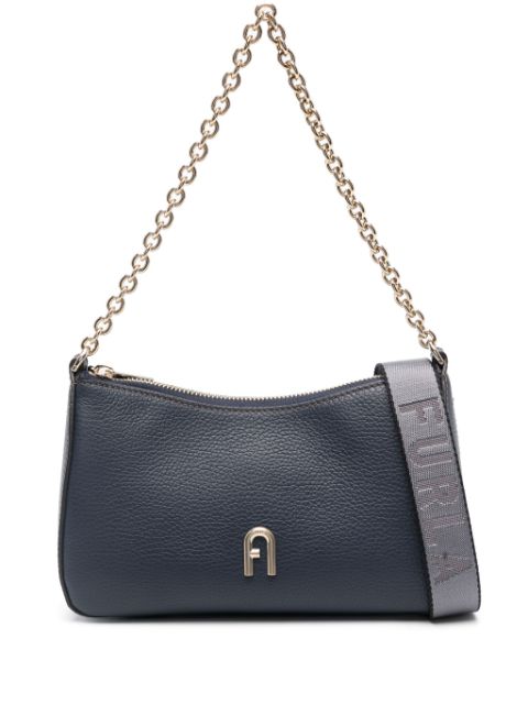 logo-plaque leather shoulder bag