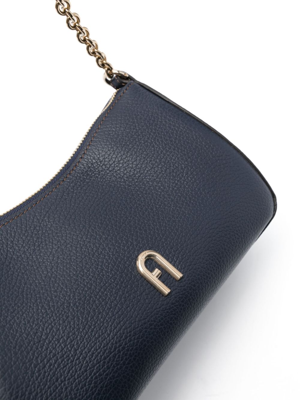 Shop Furla Logo-plaque Leather Shoulder Bag In Blue