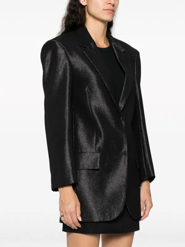 Sportmax single-breasted metallic-finish Blazer | Black