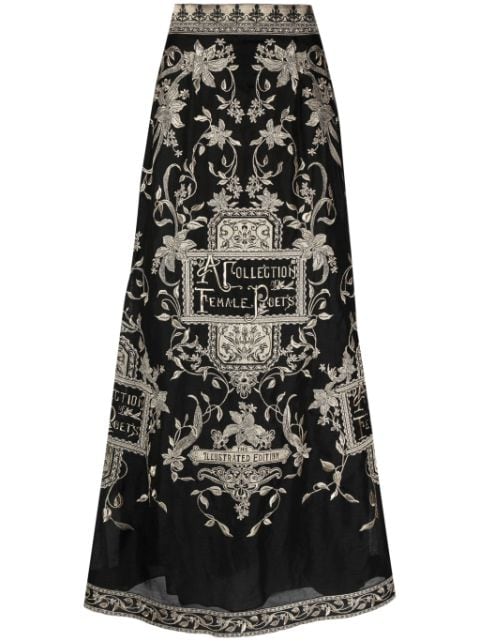 ZIMMERMANN floral-embroidered A-line skirt