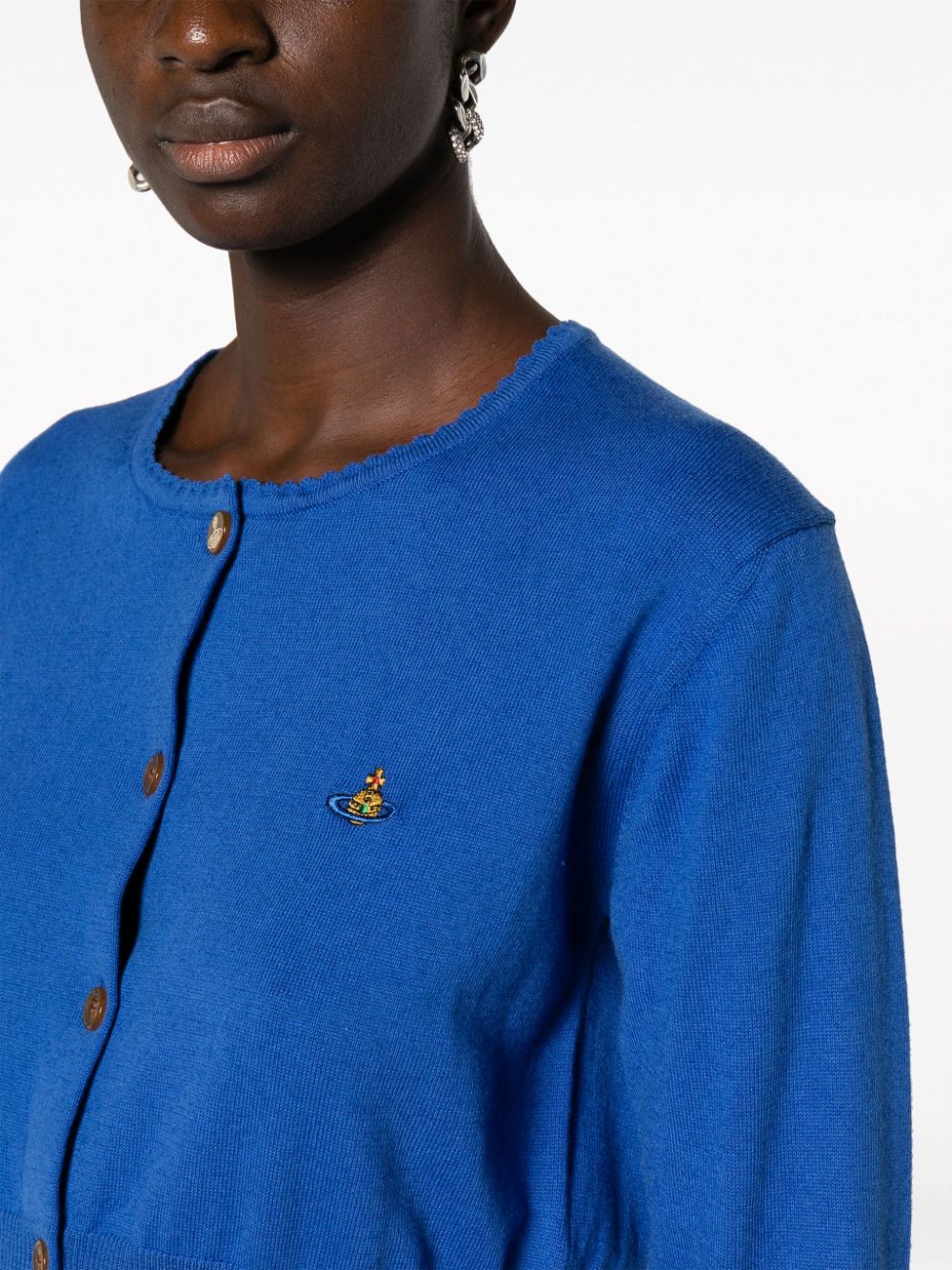 Shop Vivienne Westwood Bea Orb Logo-embroidered Cardigan In Blue