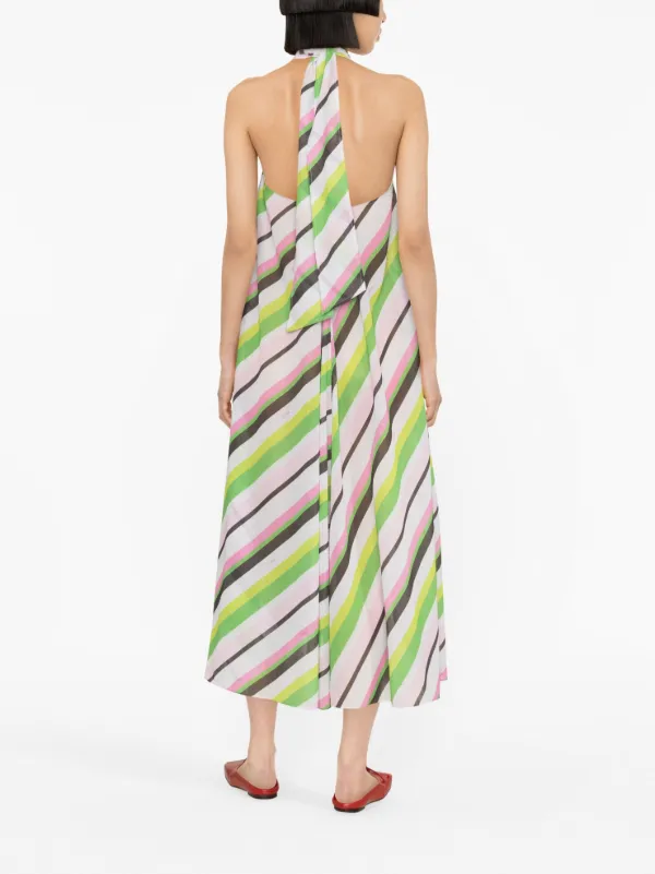 ganni striped halter dress GANNI Striped Halterneck Midi Dress | Pink
