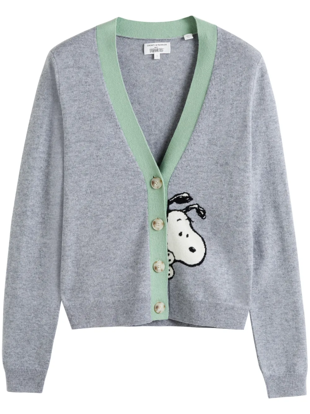 Chinti & Parker X Peanuts Peeking Cardigan In Grau