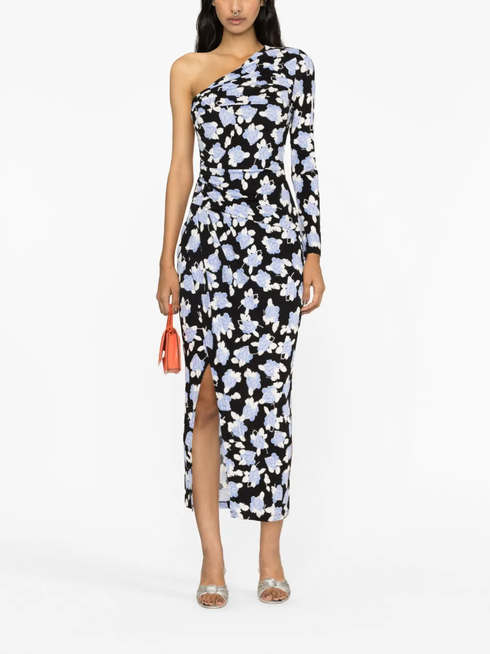 DVF Diane von Furstenberg Kitana one-shoulder midi dress - Zwart