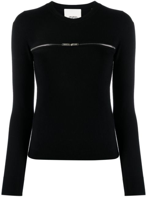 ISABEL MARANT zip-detail ribbed-knit top