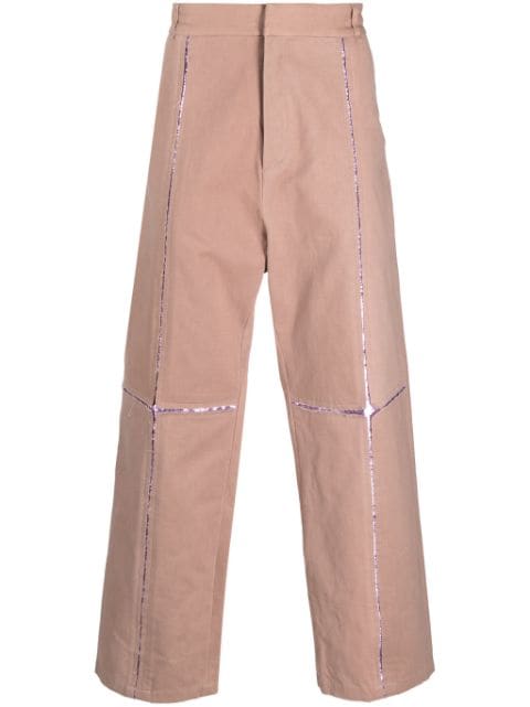 BLUEMARBLE metallic ripped cotton trousers