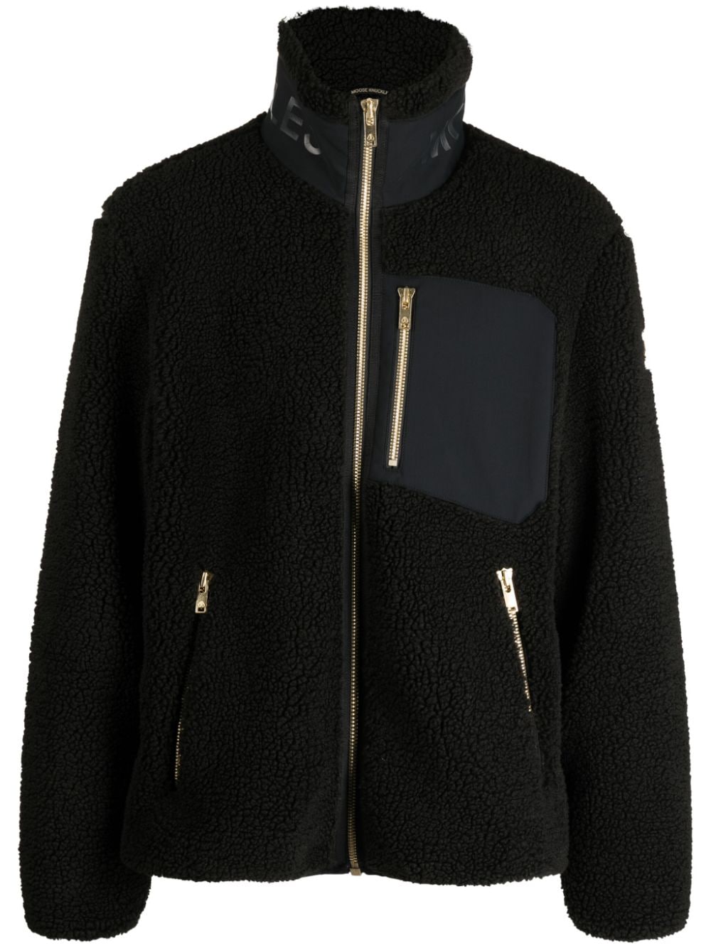 Shop Moose Knuckles High-neck Fleece Jacket In Black
