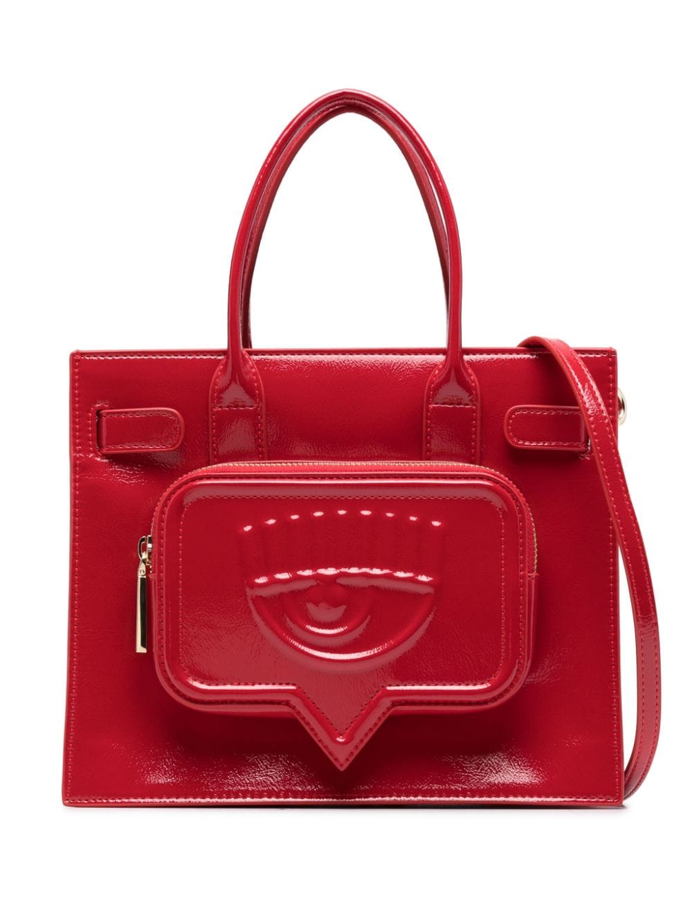 Chiara Ferragni Eyelike Zip-up Faux-leather Tote Bag In Red