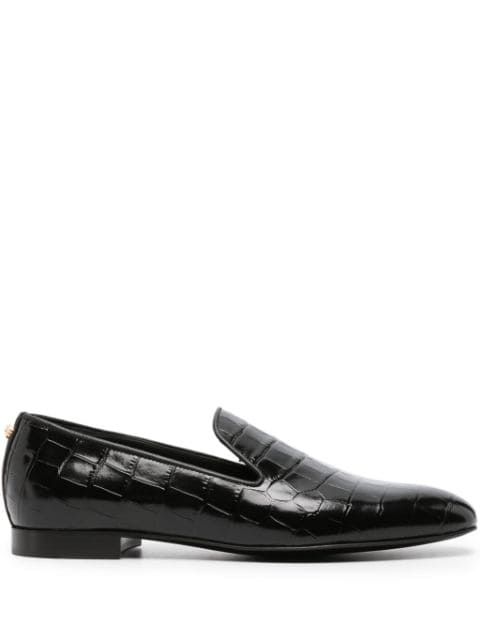 Versace crocodile-effect leather loafers